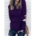 Women Pure Color Buttons Long Sleeve Basis T-shirts