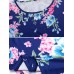 Women Long Bell Sleeve Floral Print O-neck Irregular T-shirts