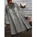 Retro Women Cotton Linen Embroidered Stand Collar Long Sleeve Long Shirts