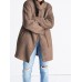 Women Pure Color Zipper Pockets Long Sleeve Fleece Thicken Coats