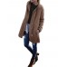 Women Pure Color Zipper Pockets Long Sleeve Fleece Thicken Coats