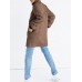 Women Pure Color Zipper Pockets Long Sleeve Fleece Thicken Coats