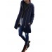 Women Pure Color Zipper Pockets Long Sleeve Fleece Thicken Coats