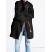 Women Pure Color Zipper Pockets Long Sleeve Fleece Thicken Coats