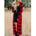 Casual Women Autumn Loose Plaid Long Sleeve Long Cardigans