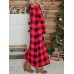 Casual Women Autumn Loose Plaid Long Sleeve Long Cardigans