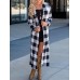 Casual Women Autumn Loose Plaid Long Sleeve Long Cardigans