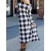 Casual Women Autumn Loose Plaid Long Sleeve Long Cardigans