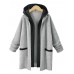 Women Casual Long Sleeve Patchwork Hooded Coats