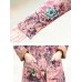 Vintage Women Floral Print Cotton Linen Button Hooded Long Coats with Pockets