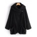 Casual Women Solid Color Fleece Batwing Sleeve Coats with Pockets