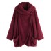 Casual Women Solid Color Fleece Batwing Sleeve Coats with Pockets