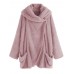 Casual Women Solid Color Fleece Batwing Sleeve Coats with Pockets