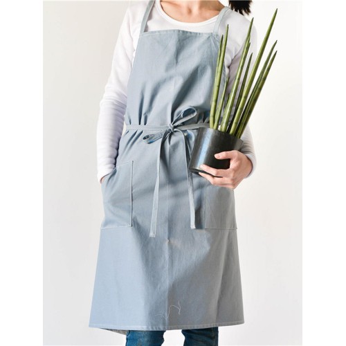 Women Casual Japanese Style Cotton Aprons Dress with Pocket