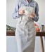 Women Casual Japanese Style Cotton Aprons Dress with Pocket